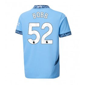 Pánské fotbalový oblečení Manchester City Oscar Bobb #52 Domácí košile 2024-25 Krátkým Rukávem